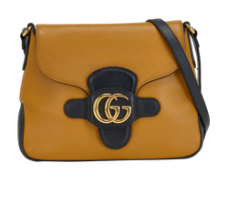 GG Logo Small Messenger, Leather, Orange/Blue, 981, 3*